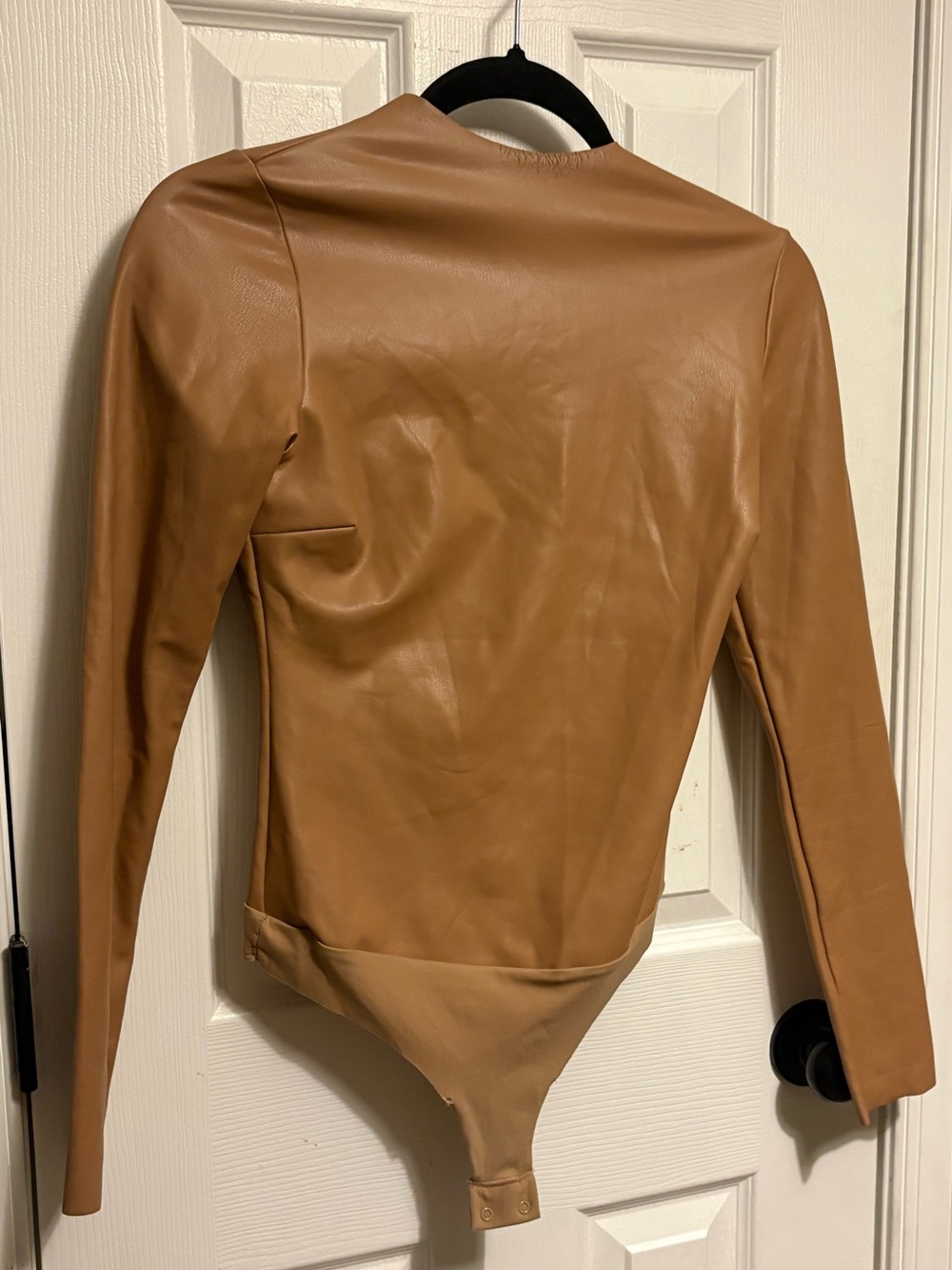 Skims faux leather long sleeve bodysuit